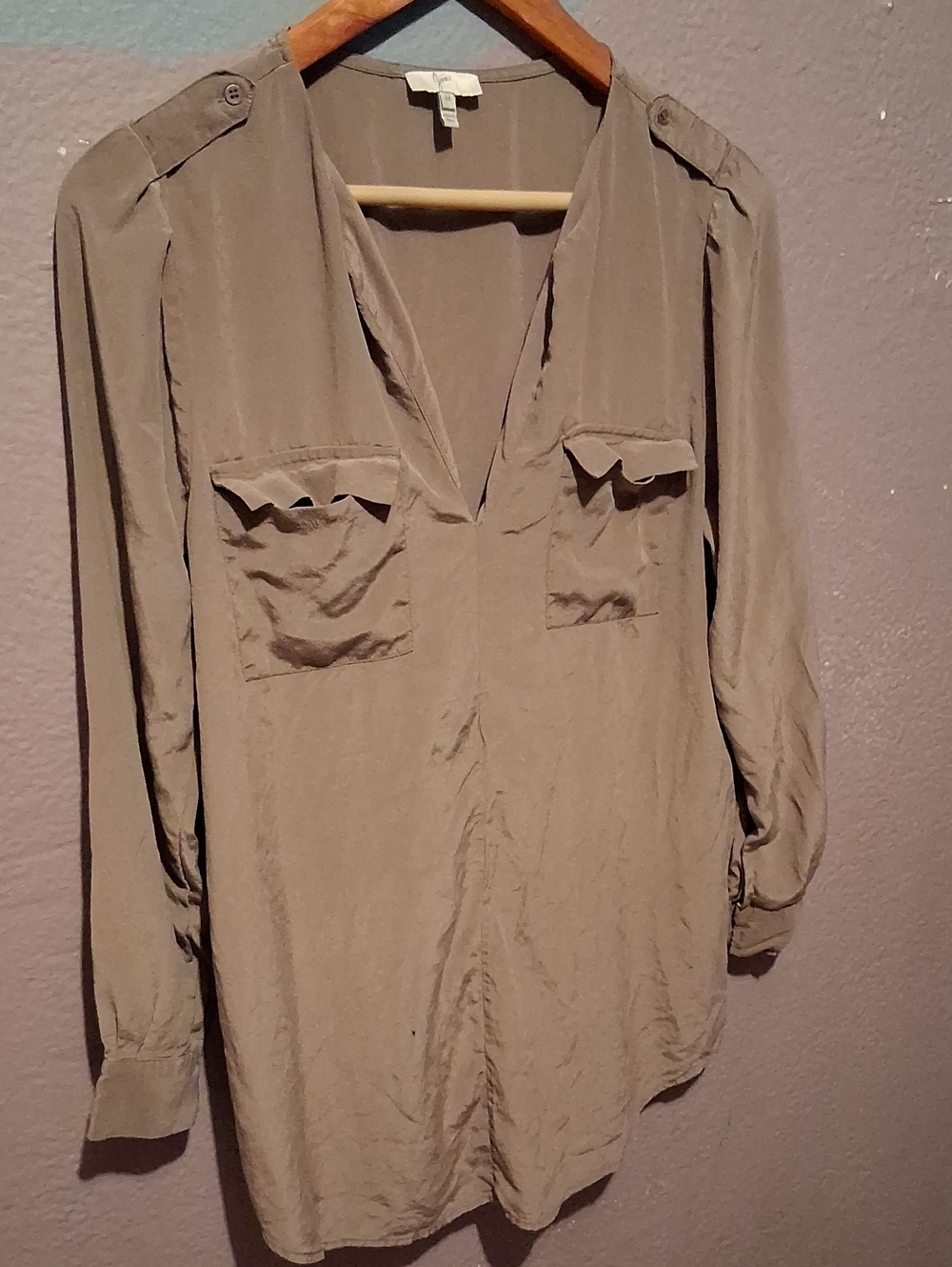 Joie Taupe V-Neck Utility Tunic